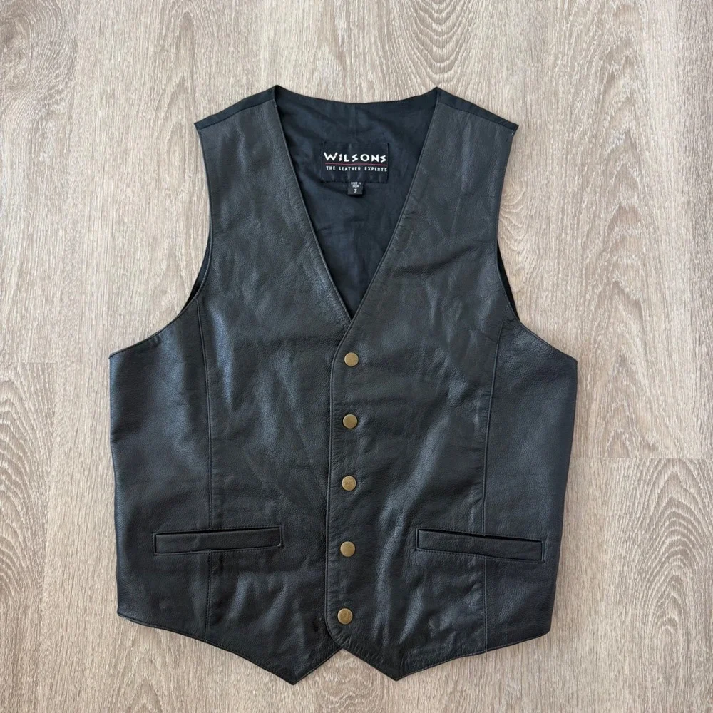 Wilson Black Leather Vest for Men